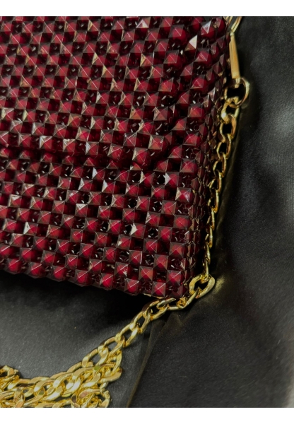 Bordo Zincirli Gold Çanta